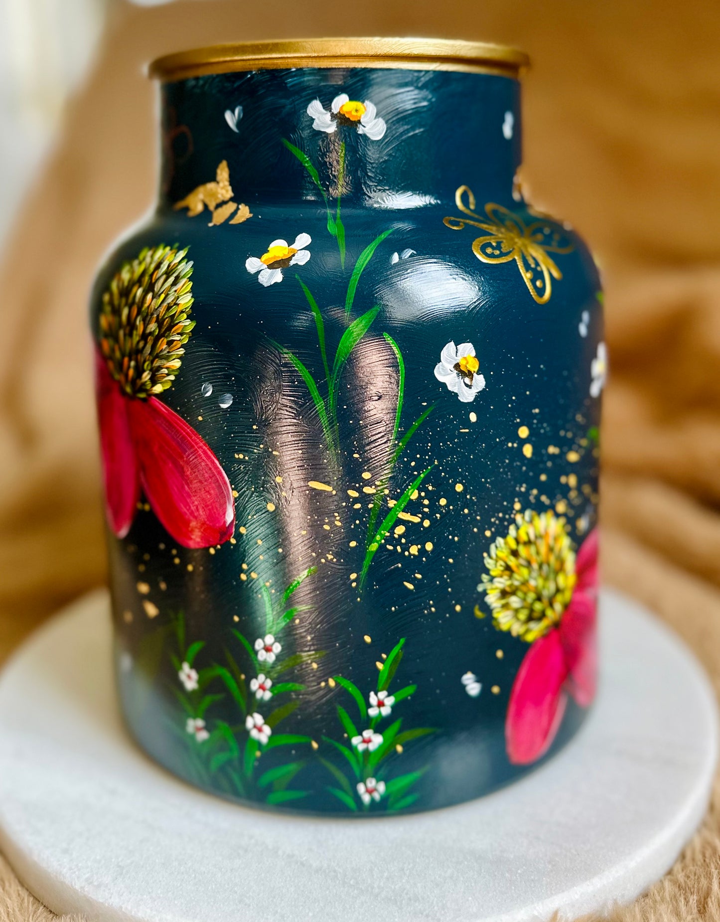 Hand-painted Flower Vase, 20.5x16.5cm