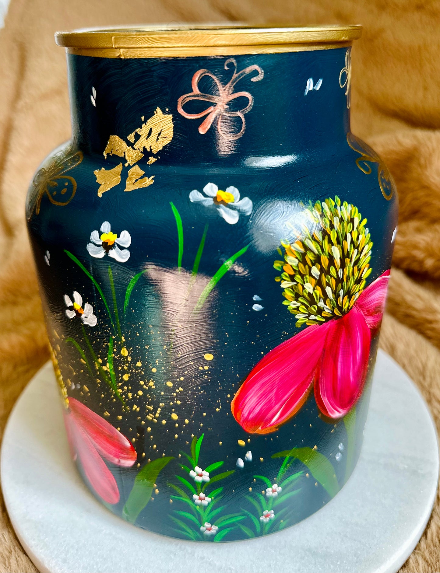 Hand-painted Flower Vase, 20.5x16.5cm